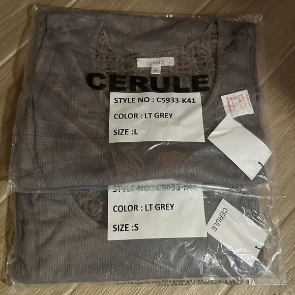 Cerule Gray Crinkle Knit Lace Back Top | Relaxed Fit Soft NWT S-L - Picture 7 of 9